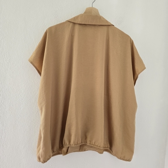 Worthington Tan Cream V Neck Short Sleeve Wrap Shirt Top Blouse Plus 2X - Picture 11 of 11